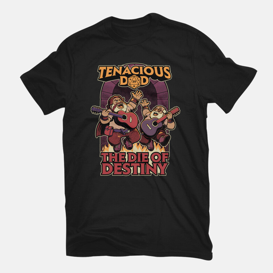 Rock Band Destiny – Gaming Graphic T-Shirt in black, flat-lay product view