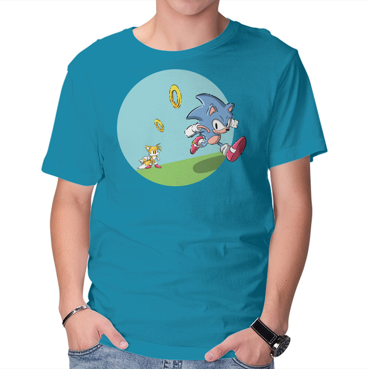 I Need To Run – Gaming Graphic T-Shirt in turquoise, product display