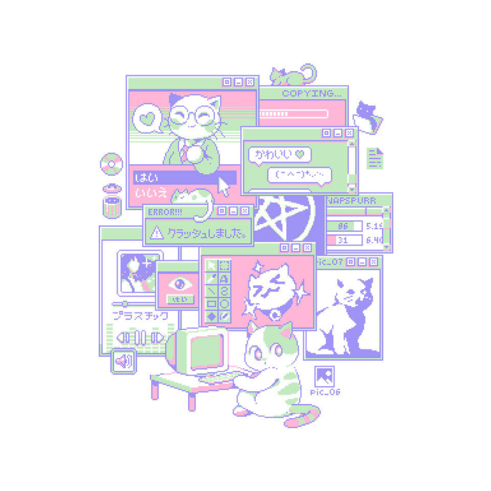 Interneko – Cat Graphic T-Shirt design artwork for white graphic T-shirt