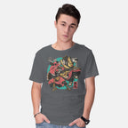 Model wearing charcoal Fighting Spirit – Movie Graphic T-Shirt