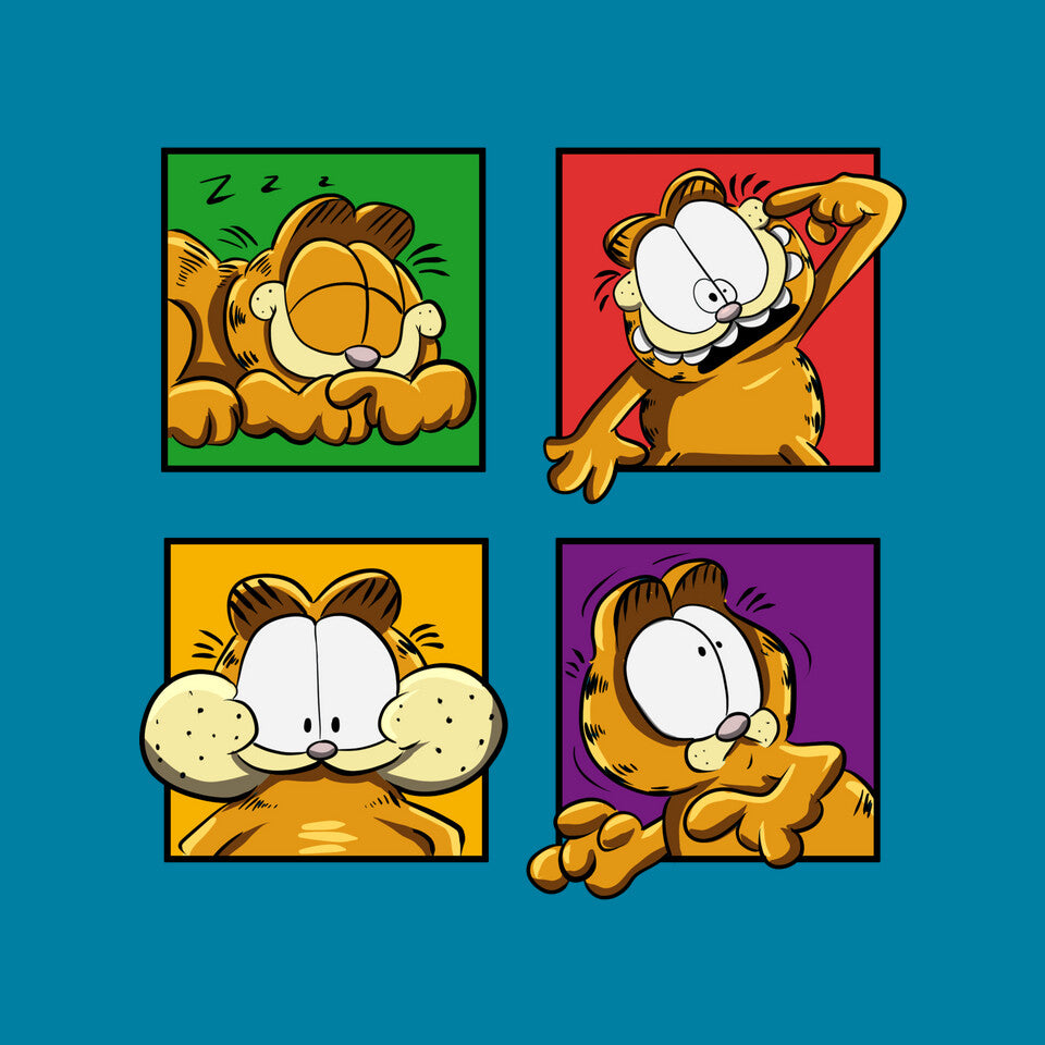 Orange Cat Emotions – Cat Graphic T-Shirt design artwork for turquoise graphic T-shirt