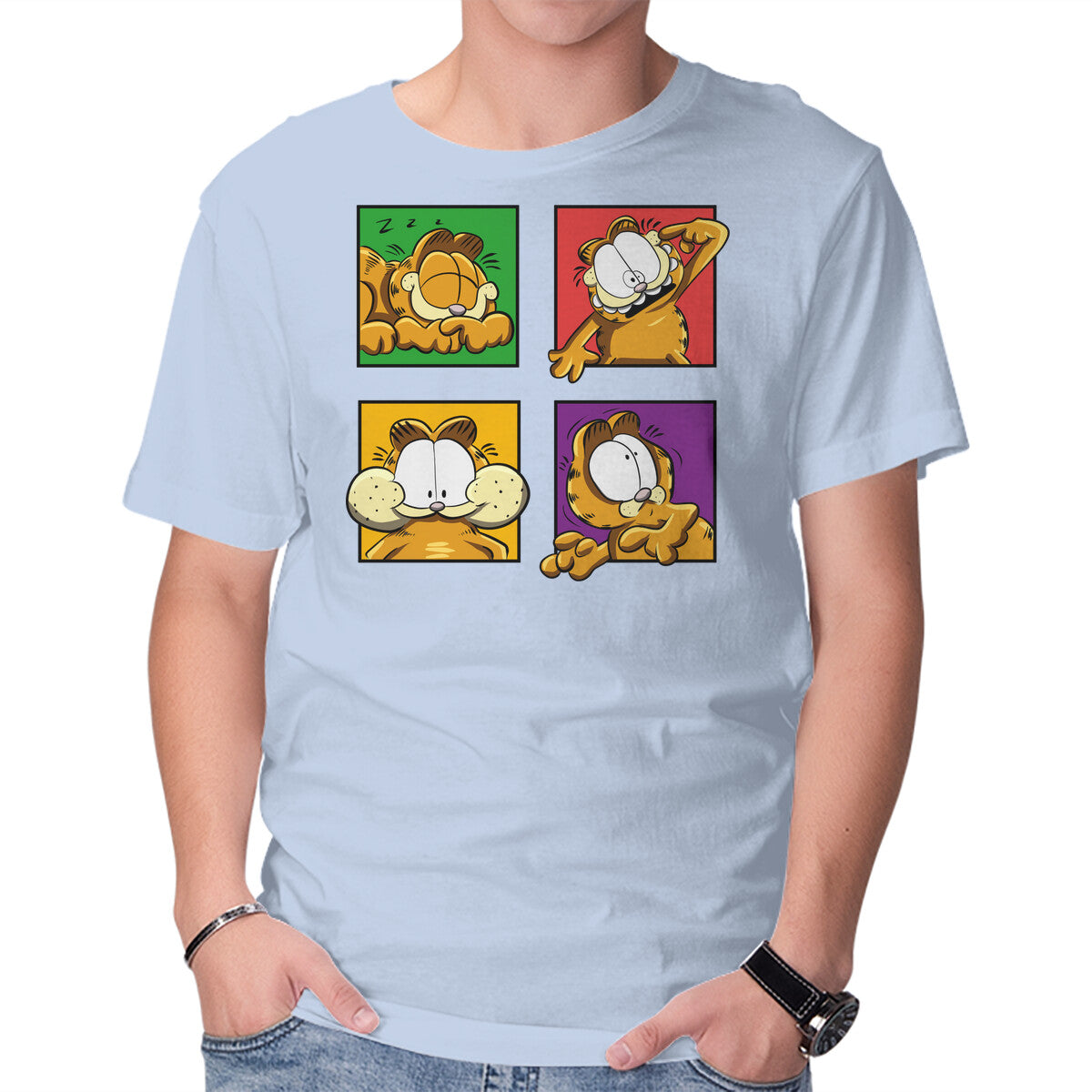 Orange Cat Emotions – Cat Graphic T-Shirt in blue, product display