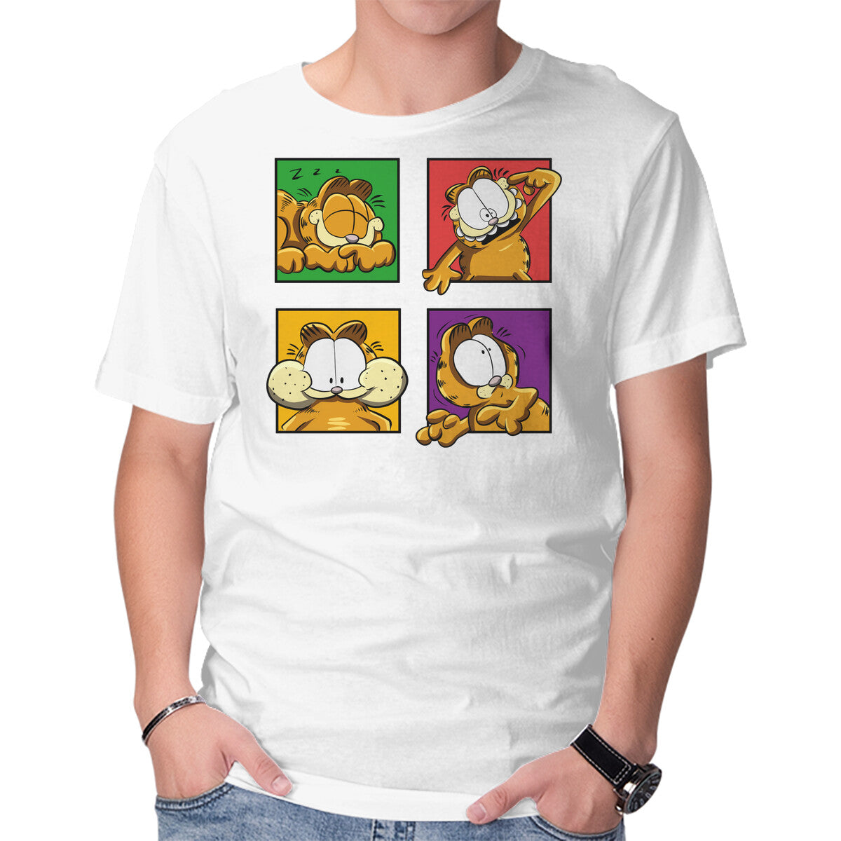 Orange Cat Emotions – Cat Graphic T-Shirt in white, product display