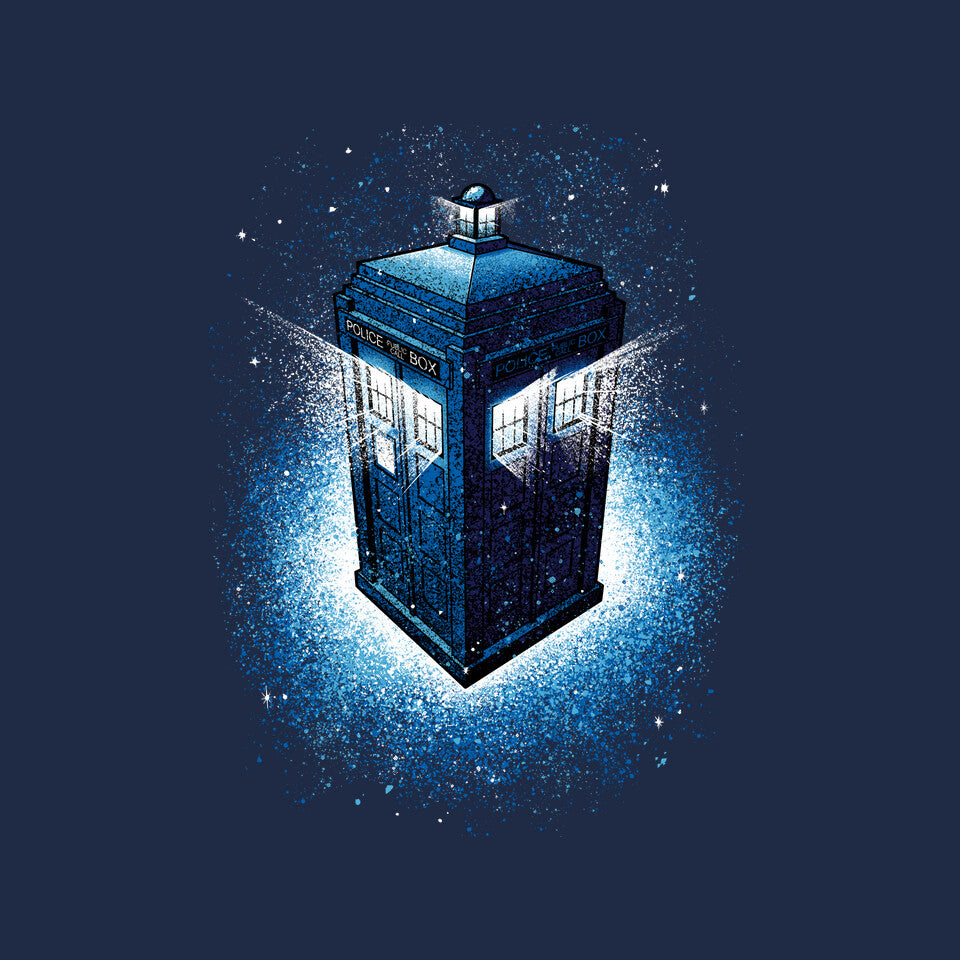 Tardis Splash – Sci-Fi Graphic T-Shirt design artwork for navy graphic T-shirt