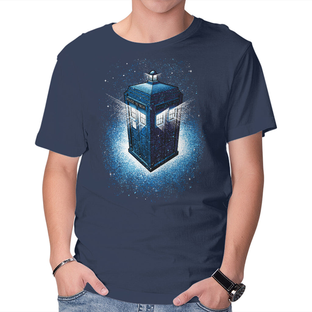 Tardis Splash – Sci-Fi Graphic T-Shirt in navy, product display