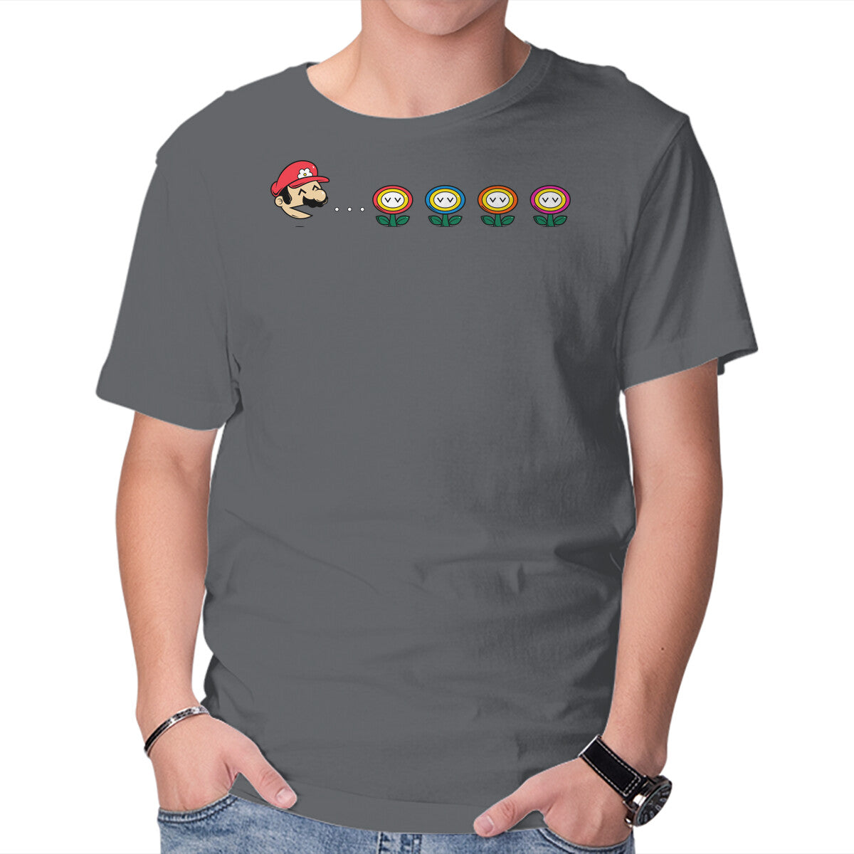 Spring Game – Gaming Graphic T-Shirt in charcoal, product display