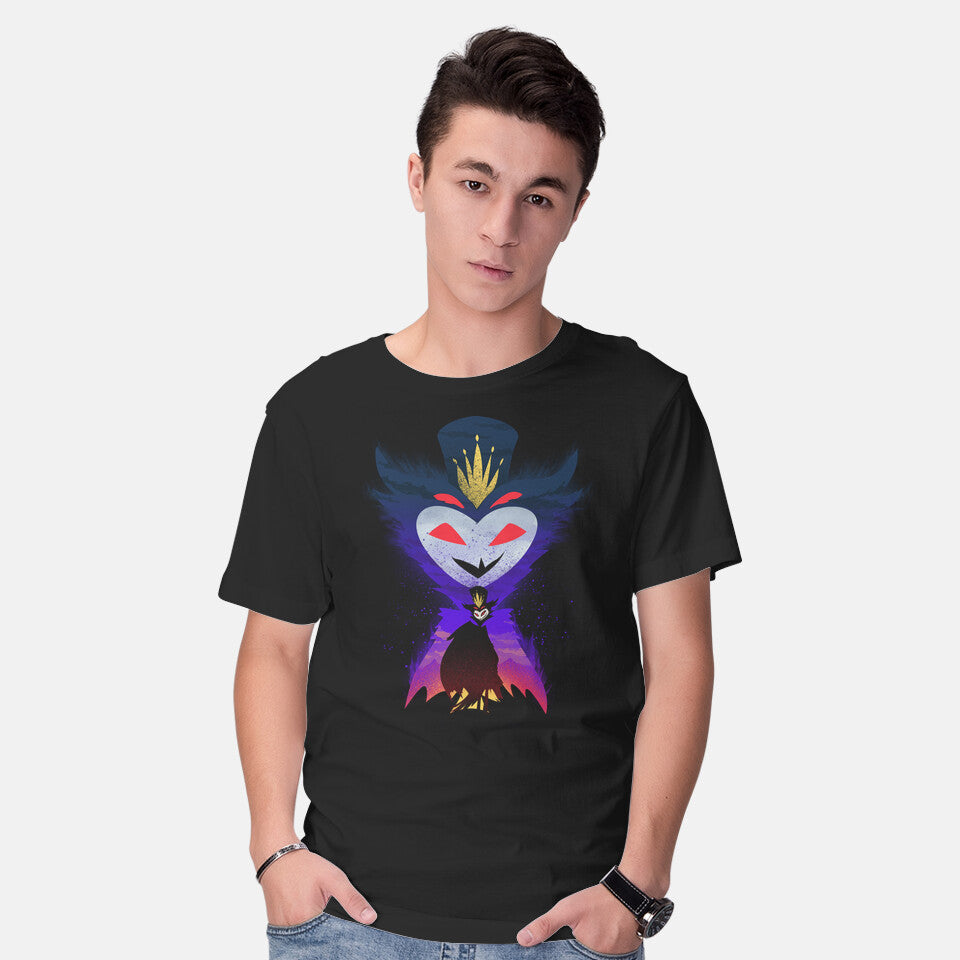 Model wearing black Blitzo Sunset – Horror Graphic T-Shirt
