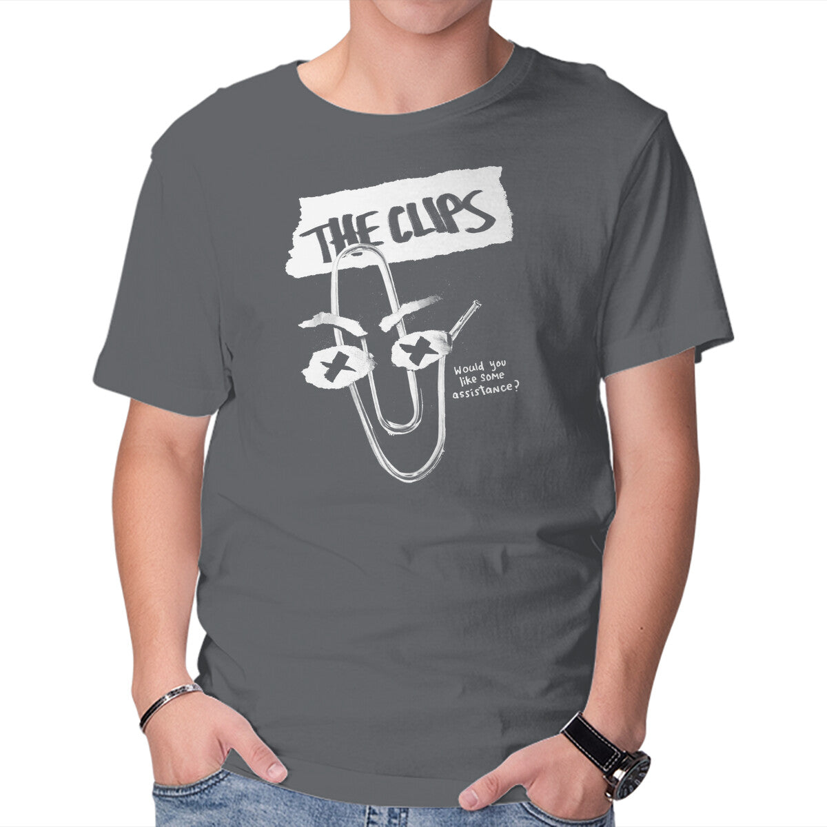 The Clips – Music Graphic T-Shirt in charcoal, product display