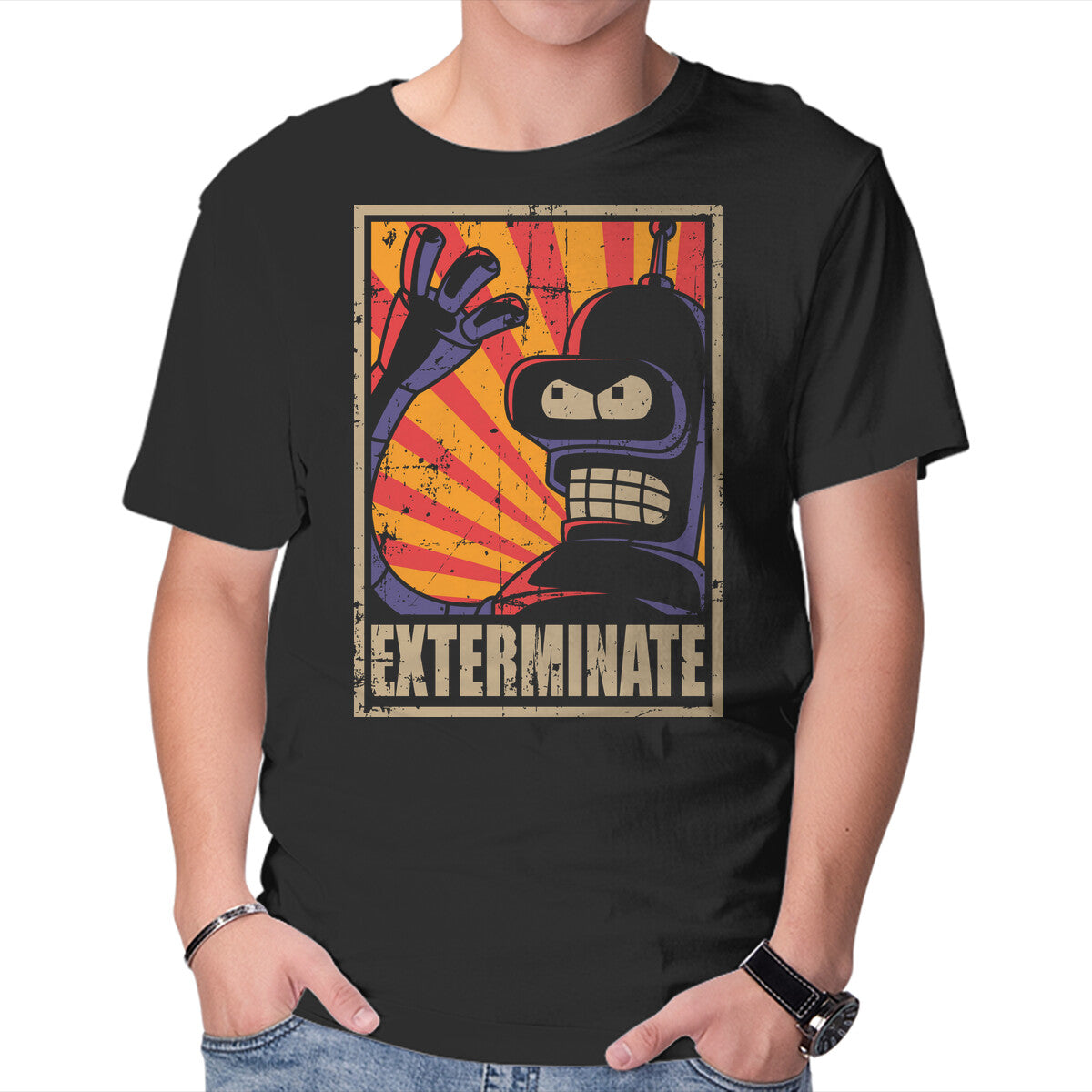 Exterminate – Sci-Fi Graphic T-Shirt in black, product display