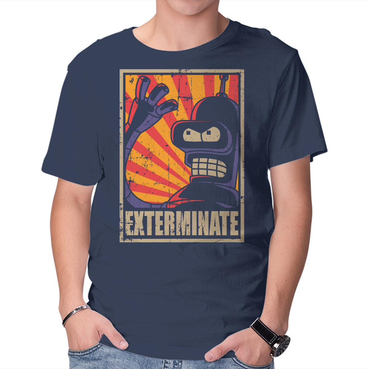 Exterminate – Sci-Fi Graphic T-Shirt in navy, product display