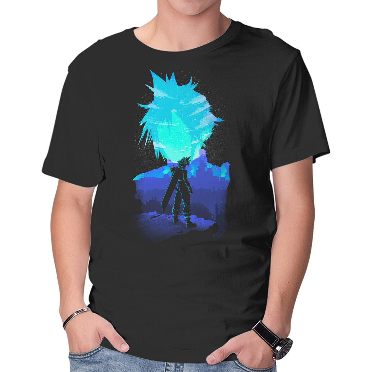 Soldier Landscape – Gaming Graphic T-Shirt in black, product display