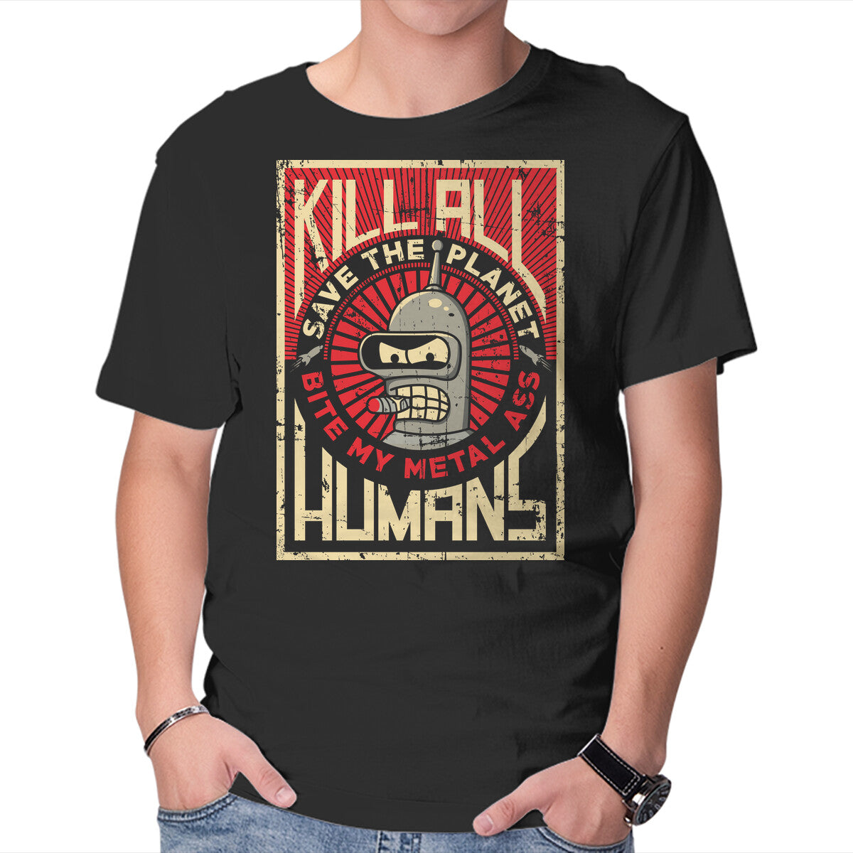 Bite My Metal – Sci-Fi Graphic T-Shirt in black, product display