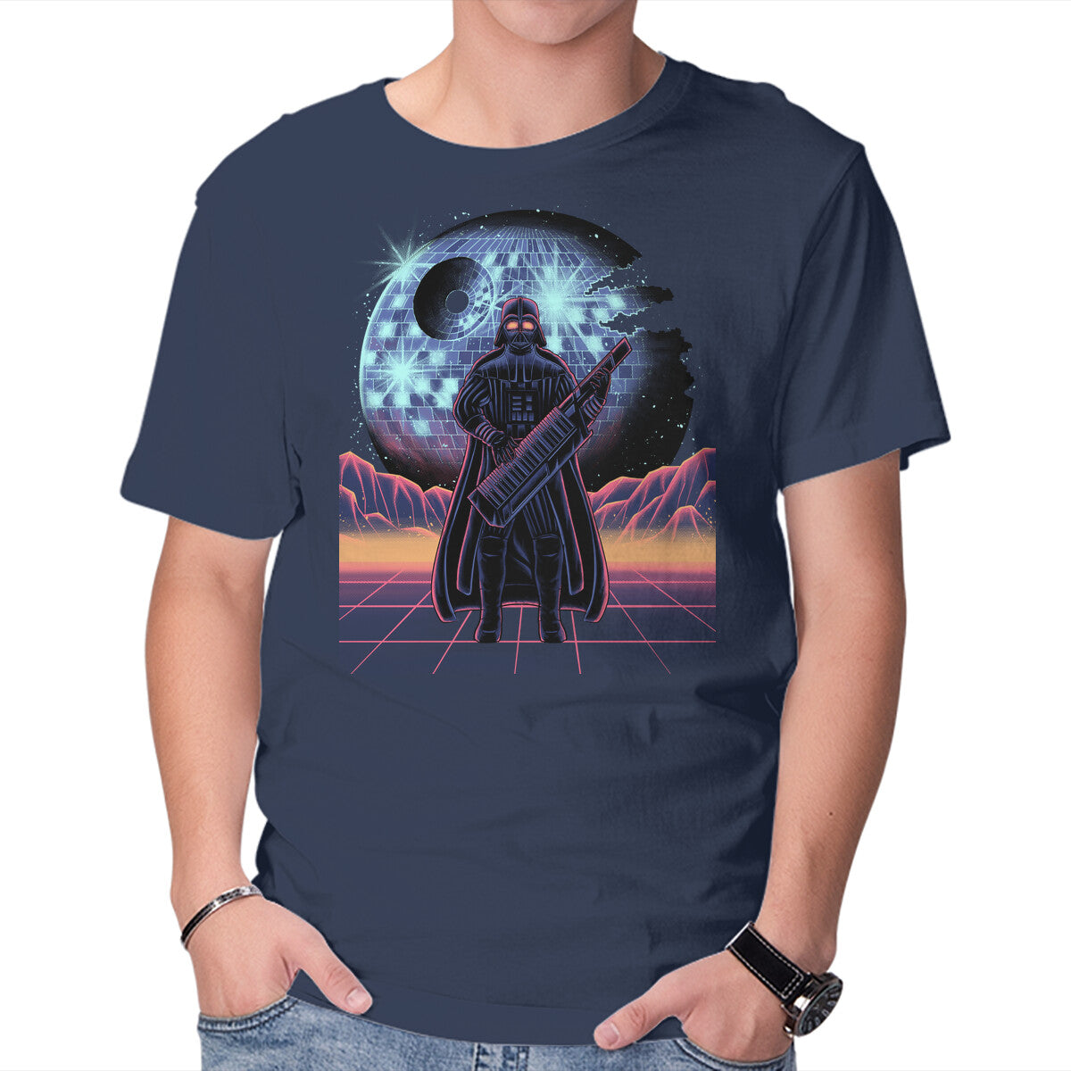 Synth Lord – Sci-Fi Graphic T-Shirt in navy, product display