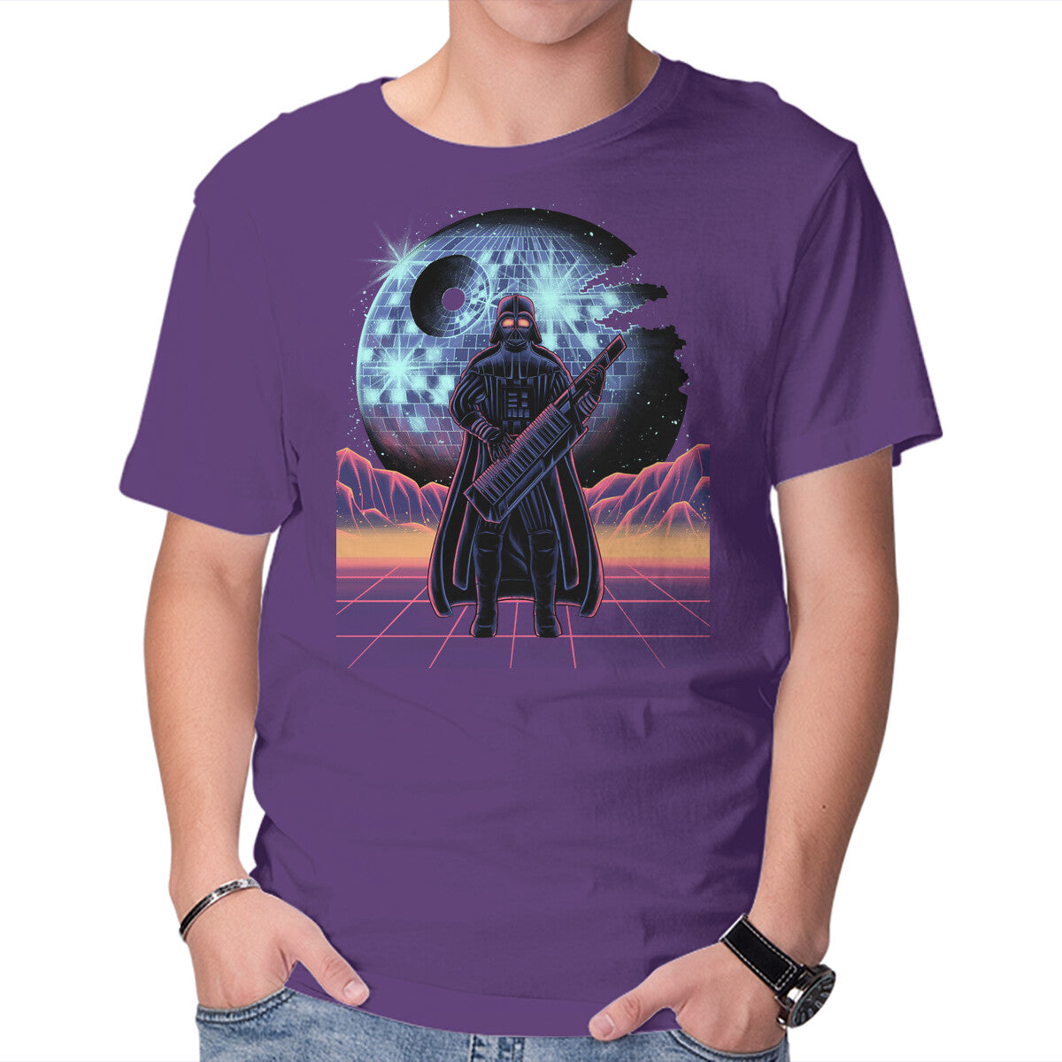 Synth Lord – Sci-Fi Graphic T-Shirt in purple, product display