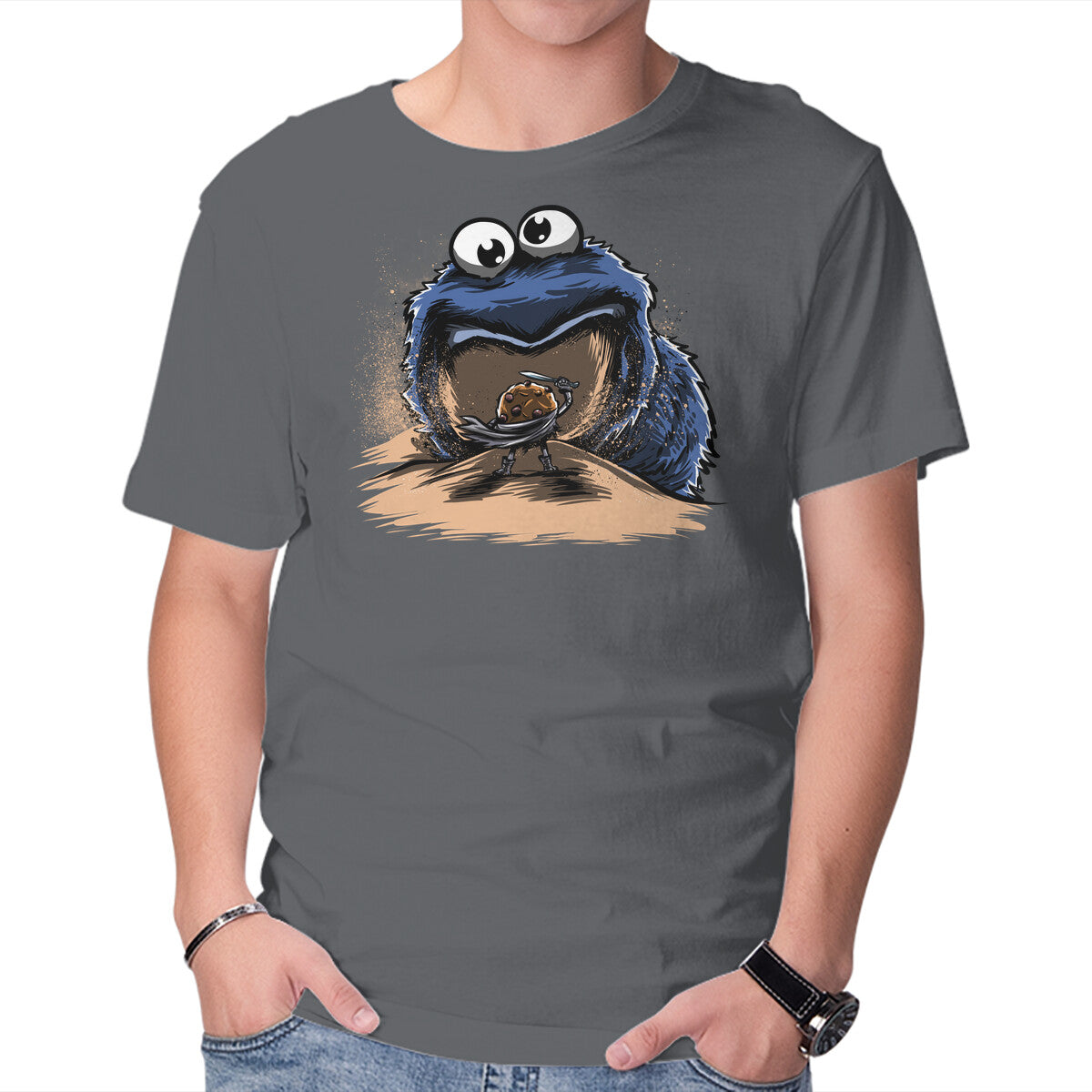 Cookieworm – Funny Graphic T-Shirt in charcoal, product display