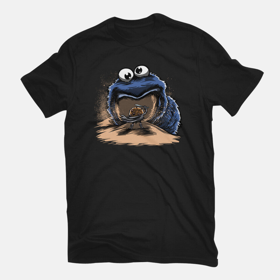 Cookieworm – Funny Graphic T-Shirt in black, flat-lay product view