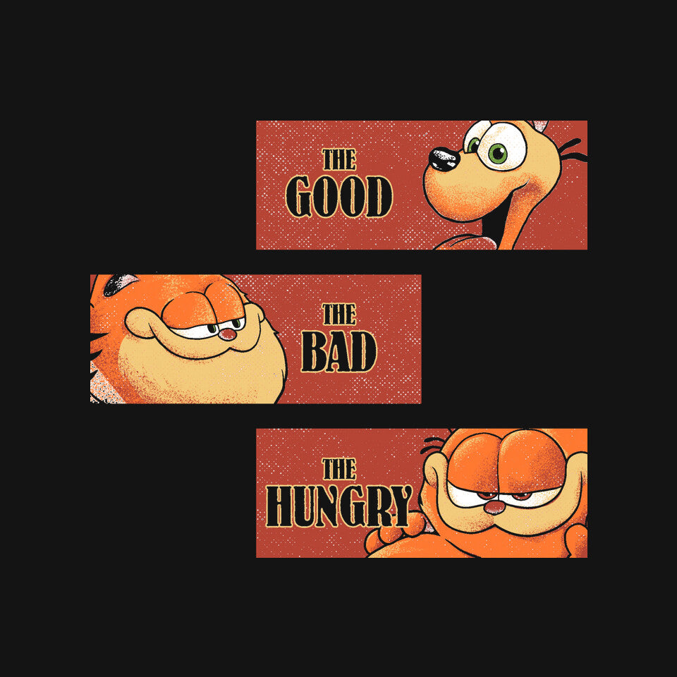 Good Bad Hungry – Cat Graphic T-Shirt design artwork for black graphic T-shirt
