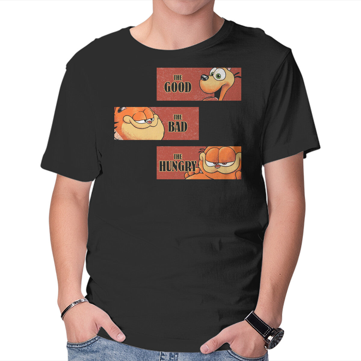Good Bad Hungry – Cat Graphic T-Shirt in black, product display