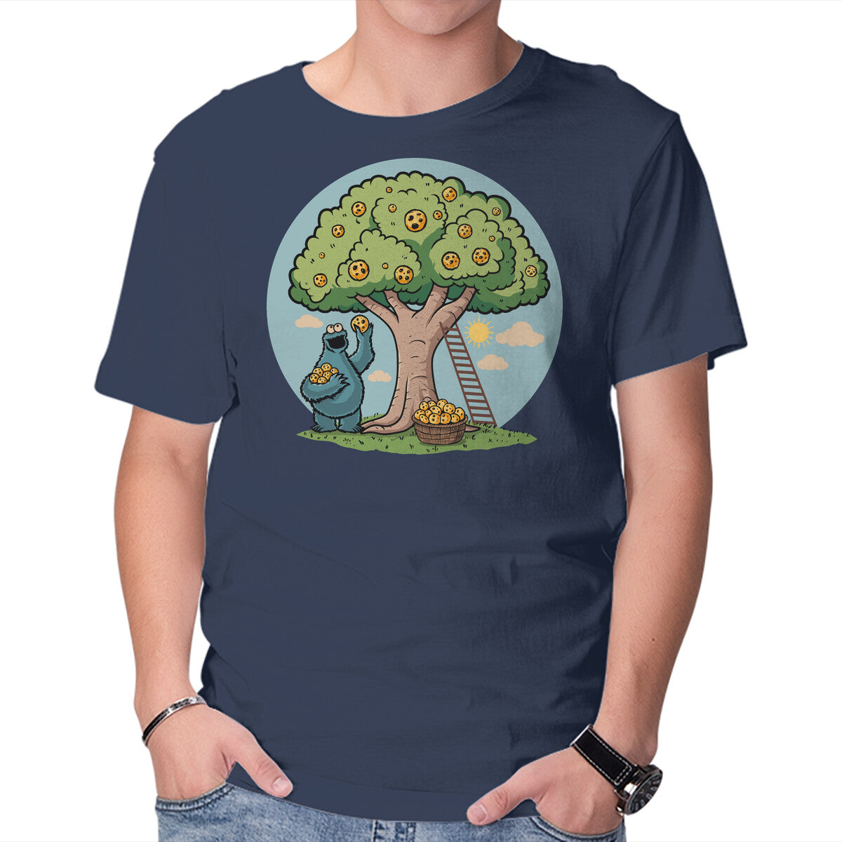 Cookie Tree – Funny Graphic T-Shirt in navy, product display