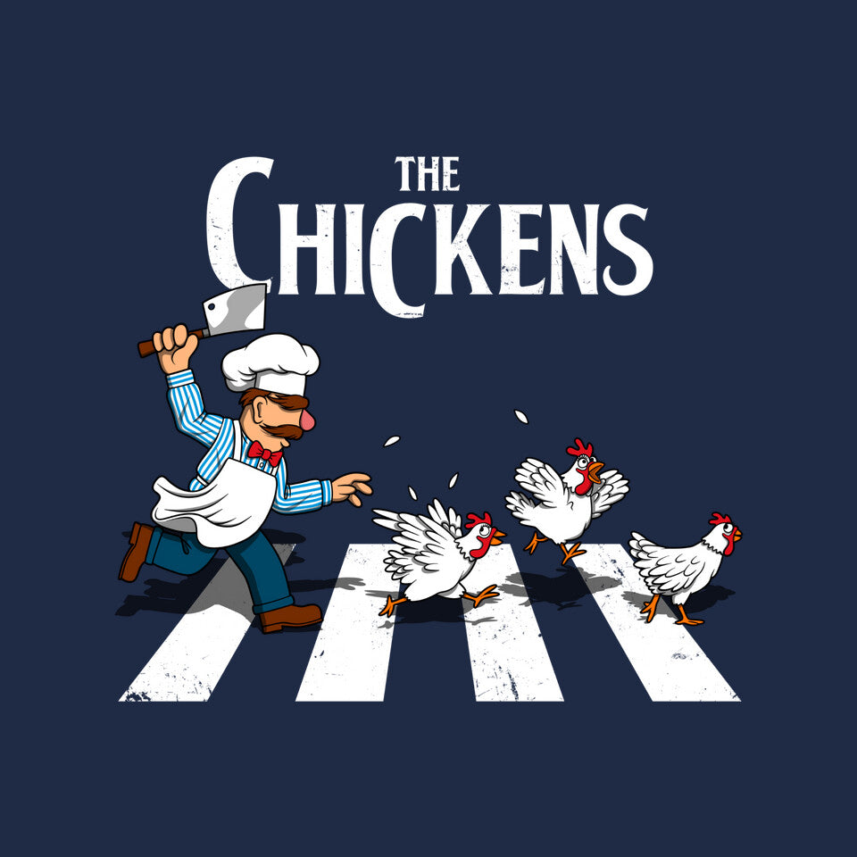 The Chickens – Music Graphic T-Shirt design artwork for navy graphic T-shirt