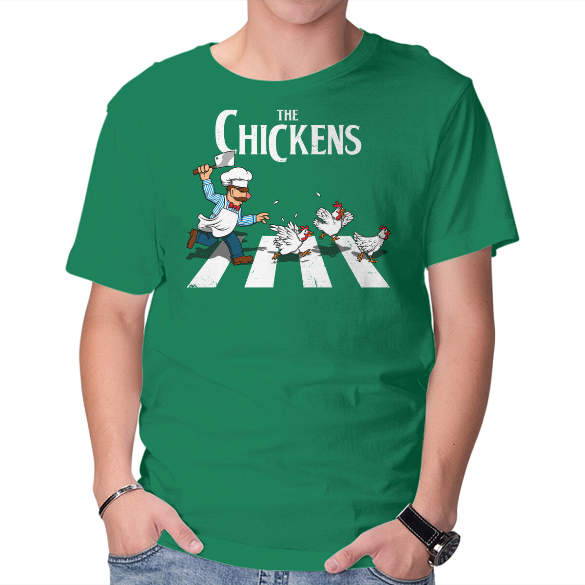 The Chickens – Music Graphic T-Shirt in green, product display