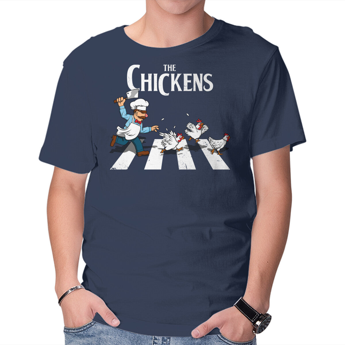 The Chickens – Music Graphic T-Shirt in navy, product display