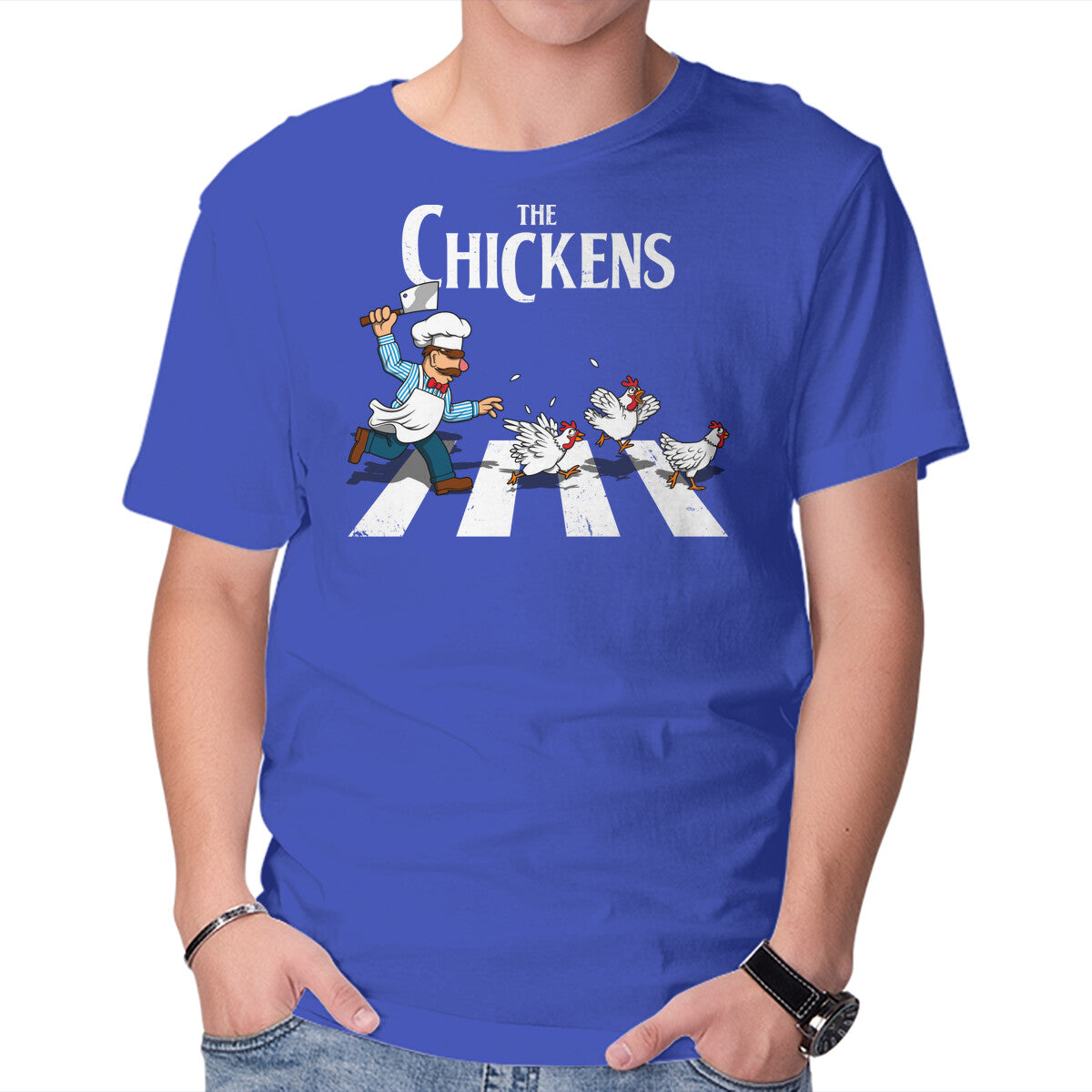 The Chickens – Music Graphic T-Shirt in royal blue, product display