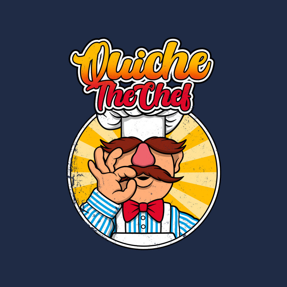 Quiche The Chef – Movie Graphic T-Shirt design artwork for navy graphic T-shirt