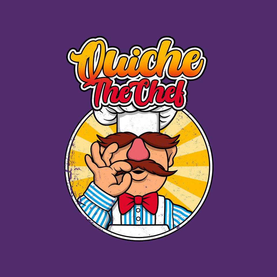 Quiche The Chef – Movie Graphic T-Shirt design artwork for purple graphic T-shirt