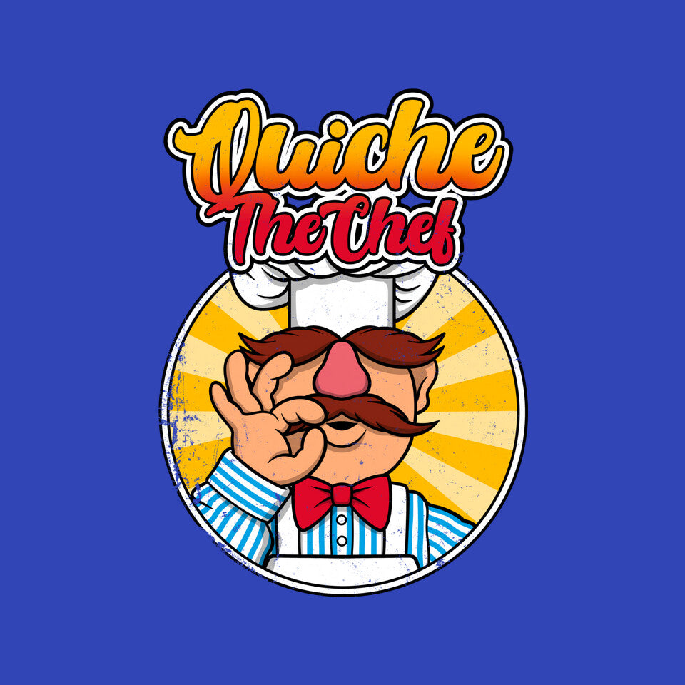 Quiche The Chef – Movie Graphic T-Shirt design artwork for royal blue graphic T-shirt