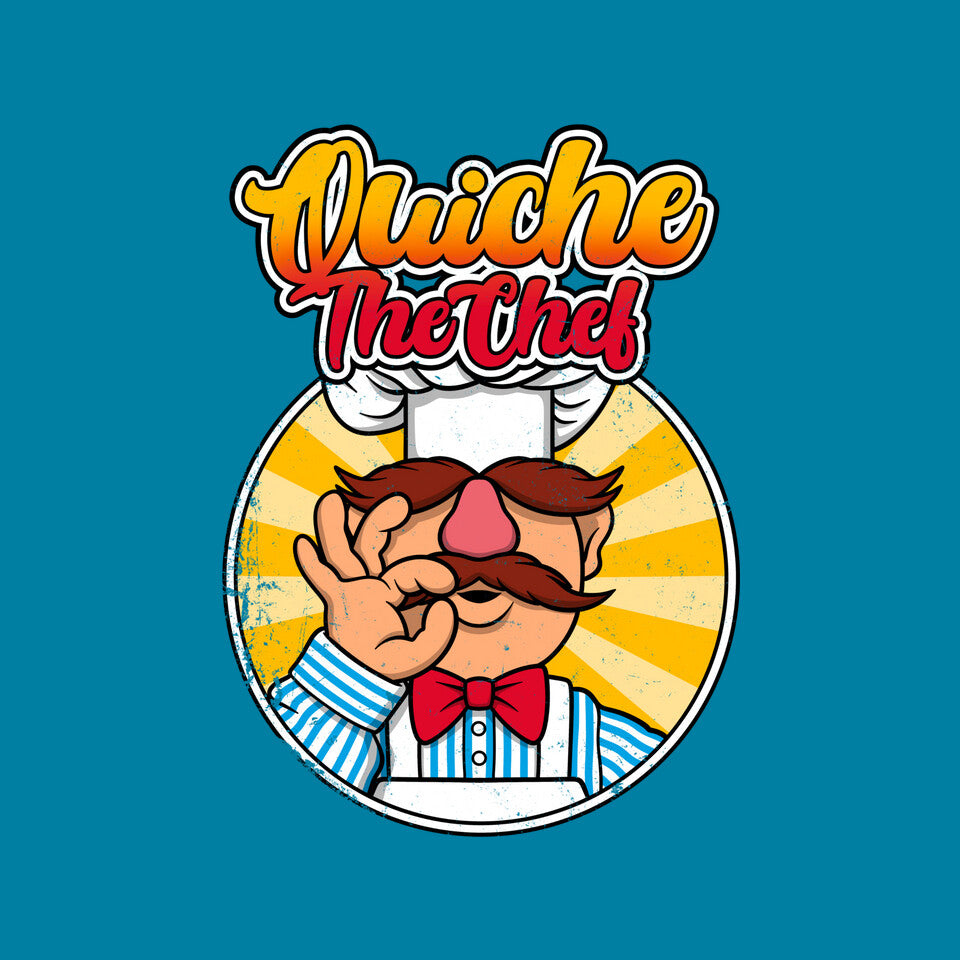 Quiche The Chef – Movie Graphic T-Shirt design artwork for turquoise graphic T-shirt