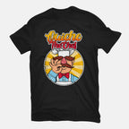 Quiche The Chef – Movie Graphic T-Shirt in black, flat-lay product view