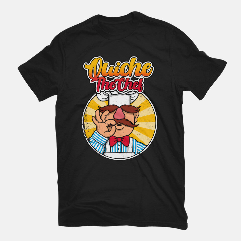 Quiche The Chef – Movie Graphic T-Shirt in black, flat-lay product view