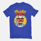 Quiche The Chef – Movie Graphic T-Shirt in royal blue, flat-lay product view