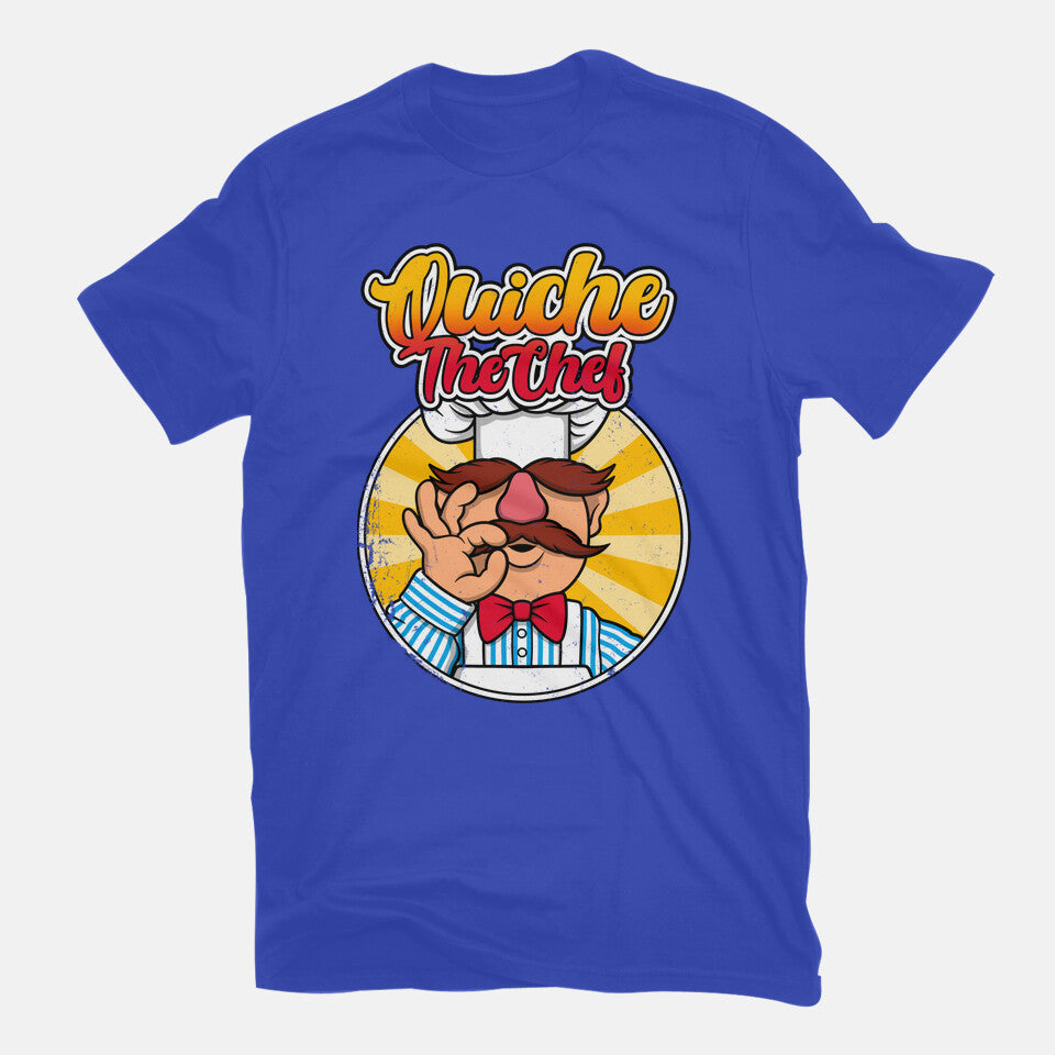 Quiche The Chef – Movie Graphic T-Shirt in royal blue, flat-lay product view