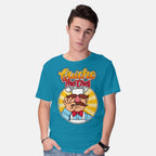 Model wearing turquoise Quiche The Chef – Movie Graphic T-Shirt