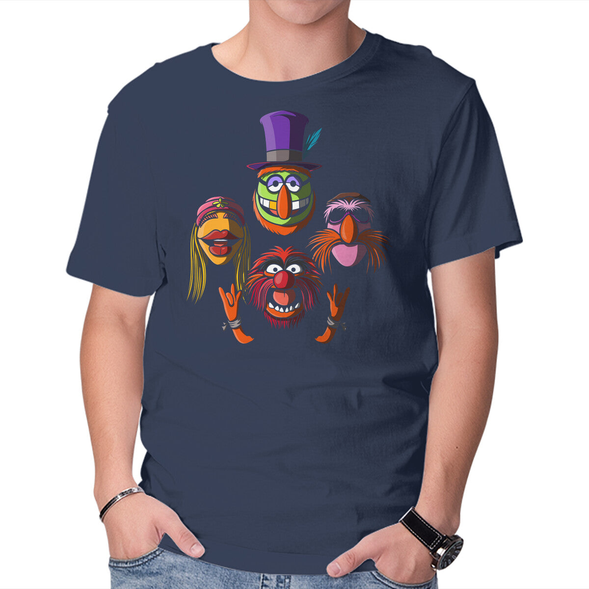 Bohemian Mayhem – Movie Graphic T-Shirt in navy, product display