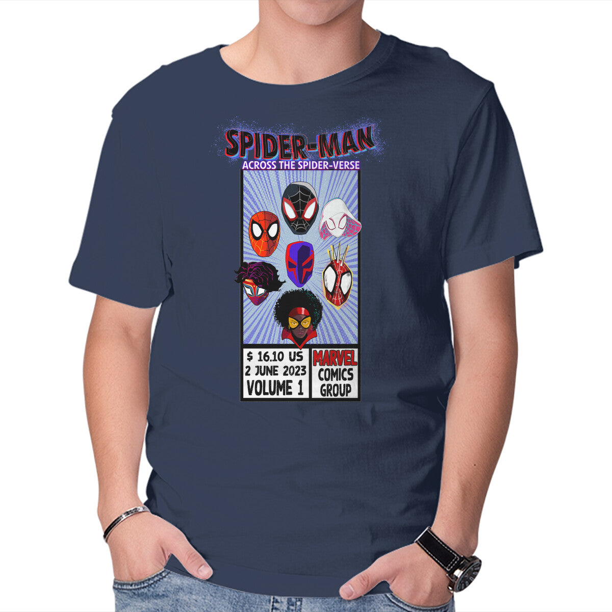 Corner Box Heads Graphic T-Shirt in navy, product display