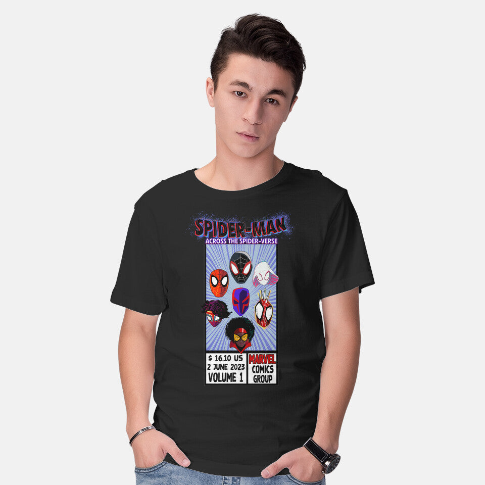 Model wearing black Corner Box Heads Graphic T-Shirt