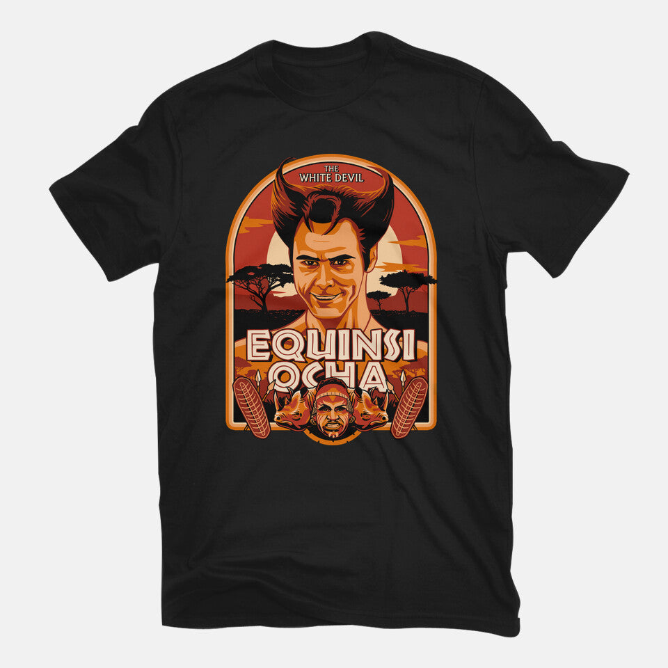 Equinsi Ocha – Movie Graphic T-Shirt in black, flat-lay product view