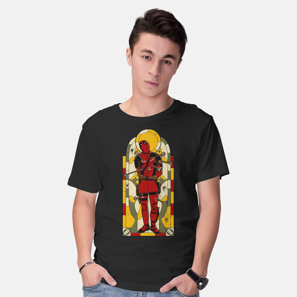 Model wearing black Guardian Of Chaos – Movie Graphic T-Shirt