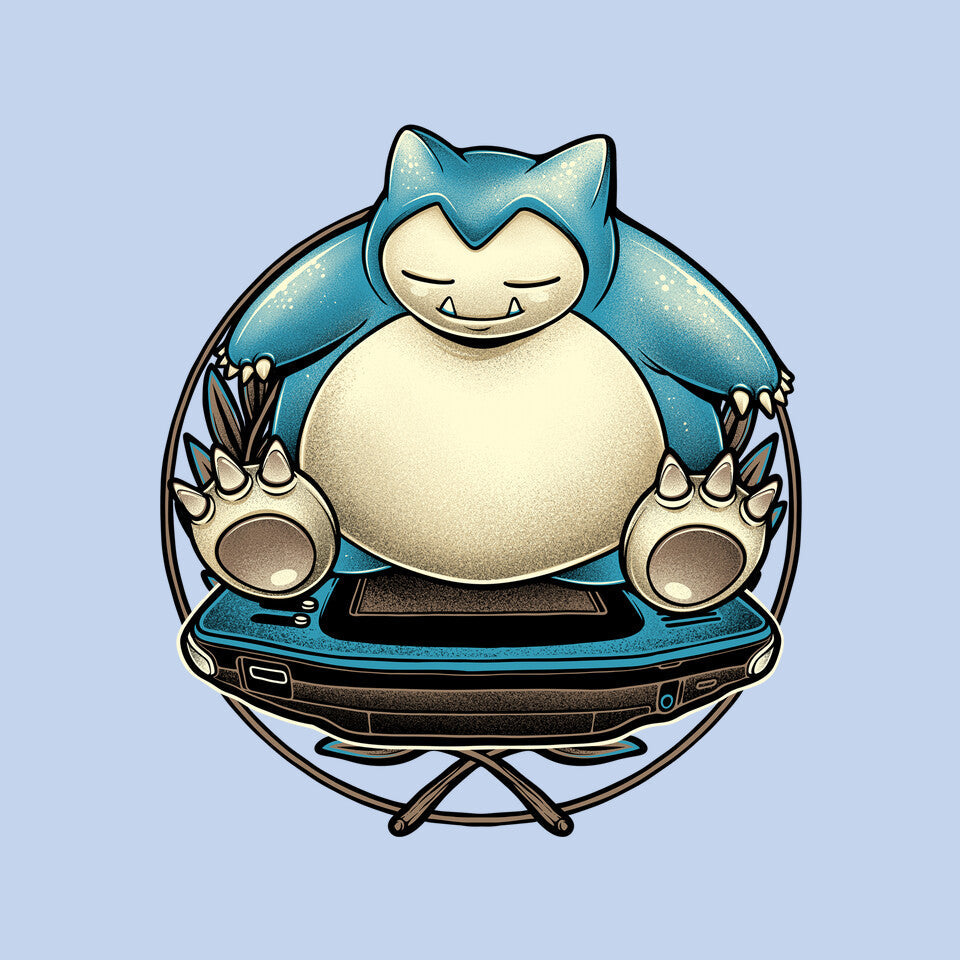Gamer Snorlax – Anime Graphic T-Shirt design artwork for blue graphic T-shirt