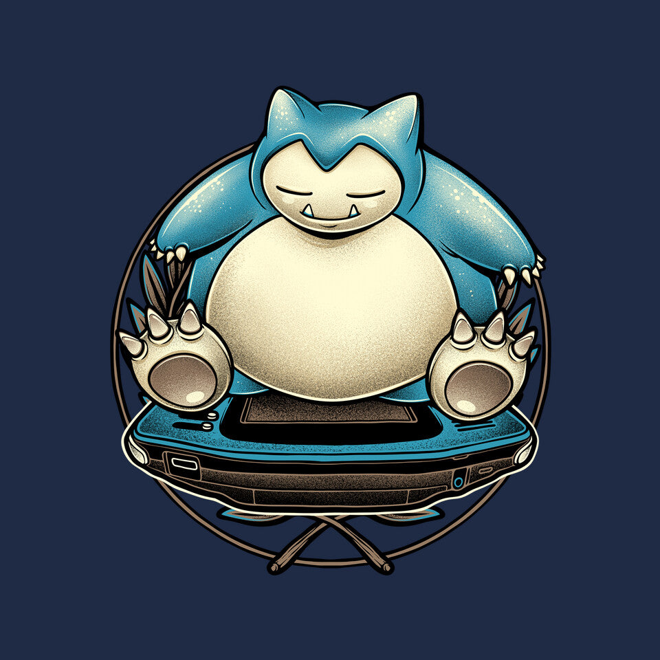 Gamer Snorlax – Anime Graphic T-Shirt design artwork for navy graphic T-shirt