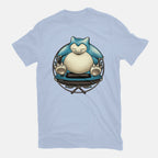 Gamer Snorlax – Anime Graphic T-Shirt in blue, flat-lay product view