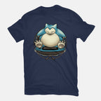 Gamer Snorlax – Anime Graphic T-Shirt in navy, flat-lay product view