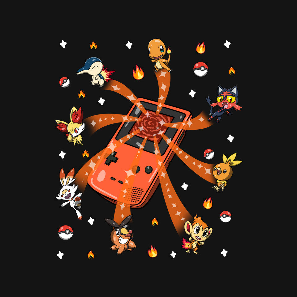 Catch Fire – Anime Graphic T-Shirt design artwork for black graphic T-shirt