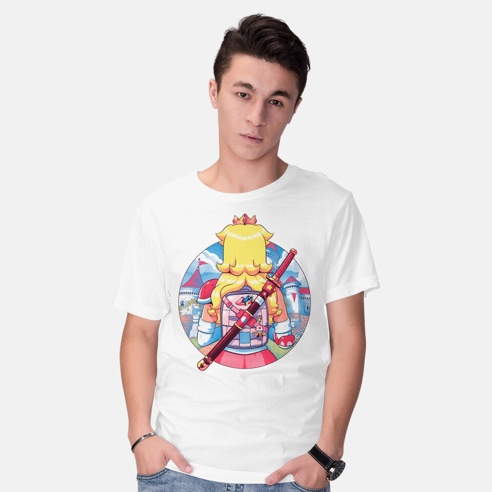 Model wearing white Spring Princess – Gaming Graphic T-Shirt