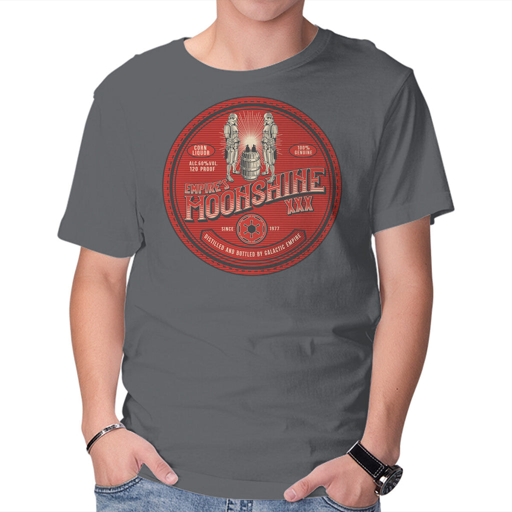 Empire's Moonshine – Sci-Fi Graphic T-Shirt in charcoal, product display