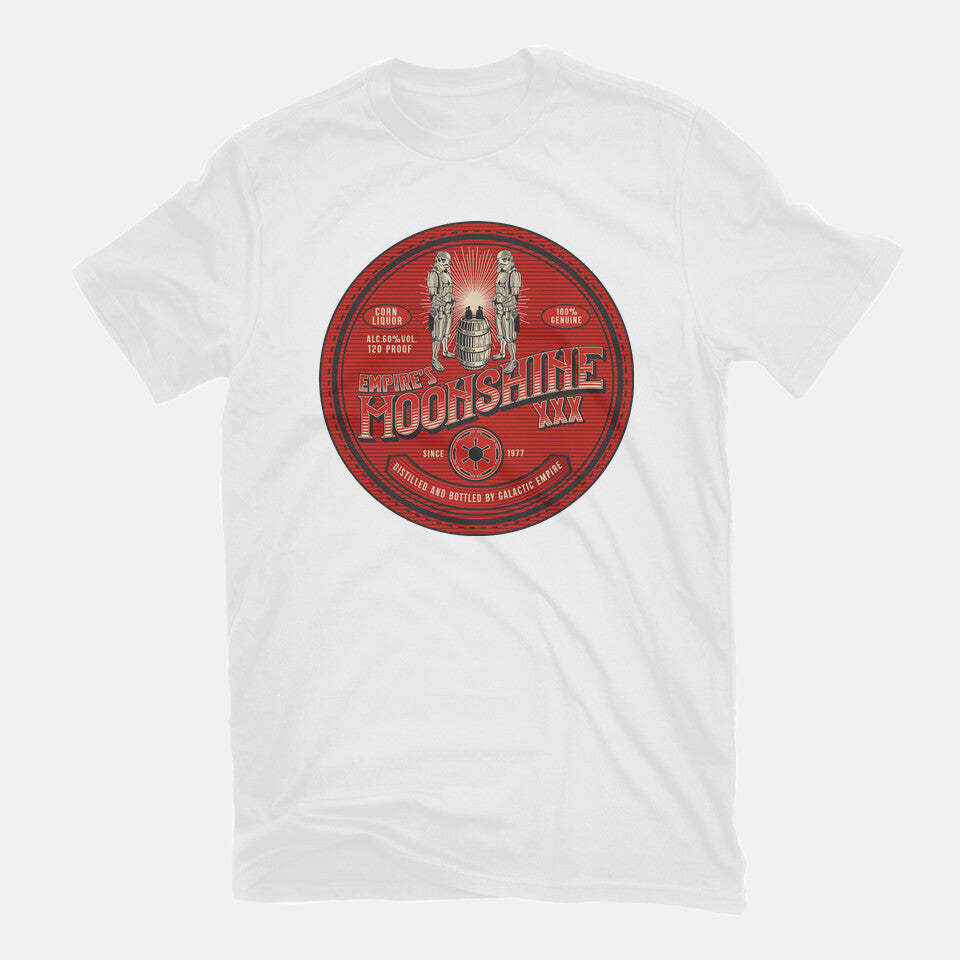 Empire's Moonshine – Sci-Fi Graphic T-Shirt in white, flat-lay product view