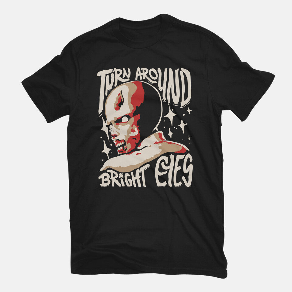 Turning Around Zombie – Halloween Graphic T-Shirt in black, flat-lay product view